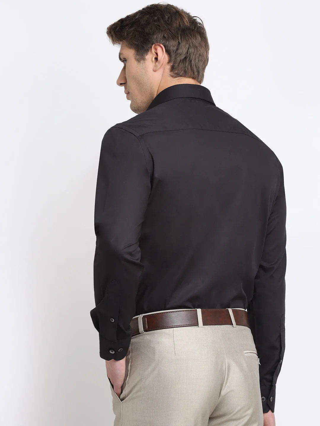 Men's Black Formal Plain Full Sleeve Shirt