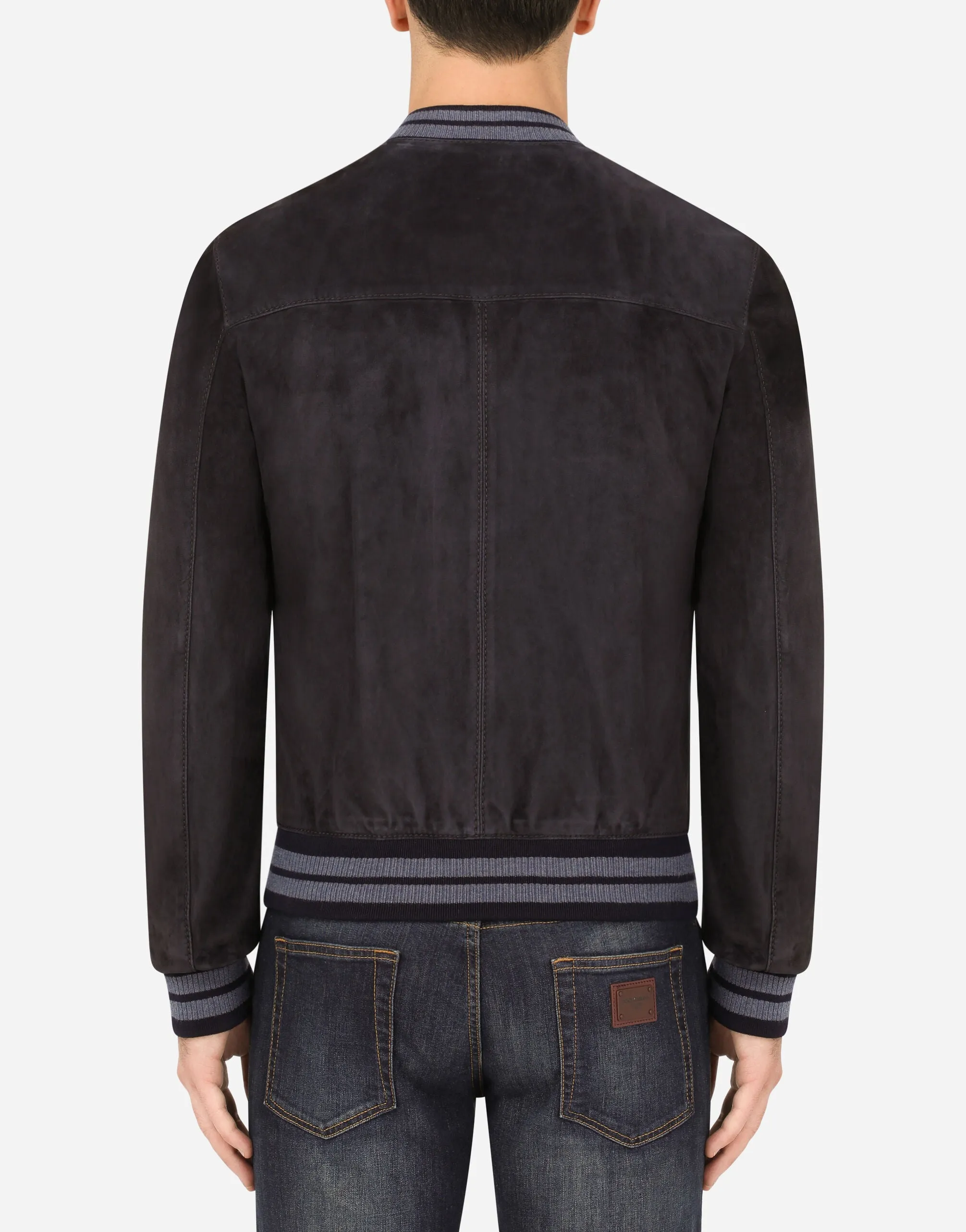 Men's Black Suede Leather Bomber jacket