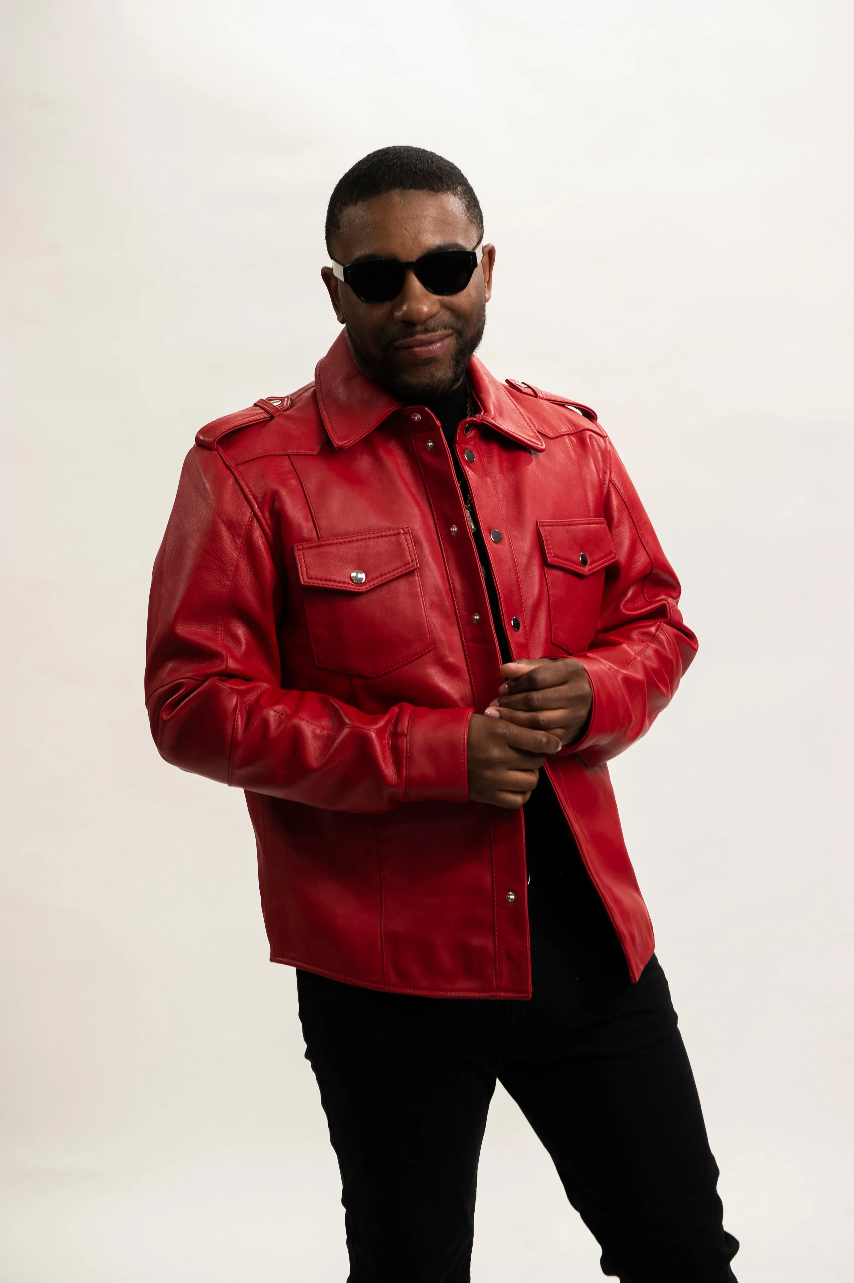 Men's James Leather Shirt [Red]