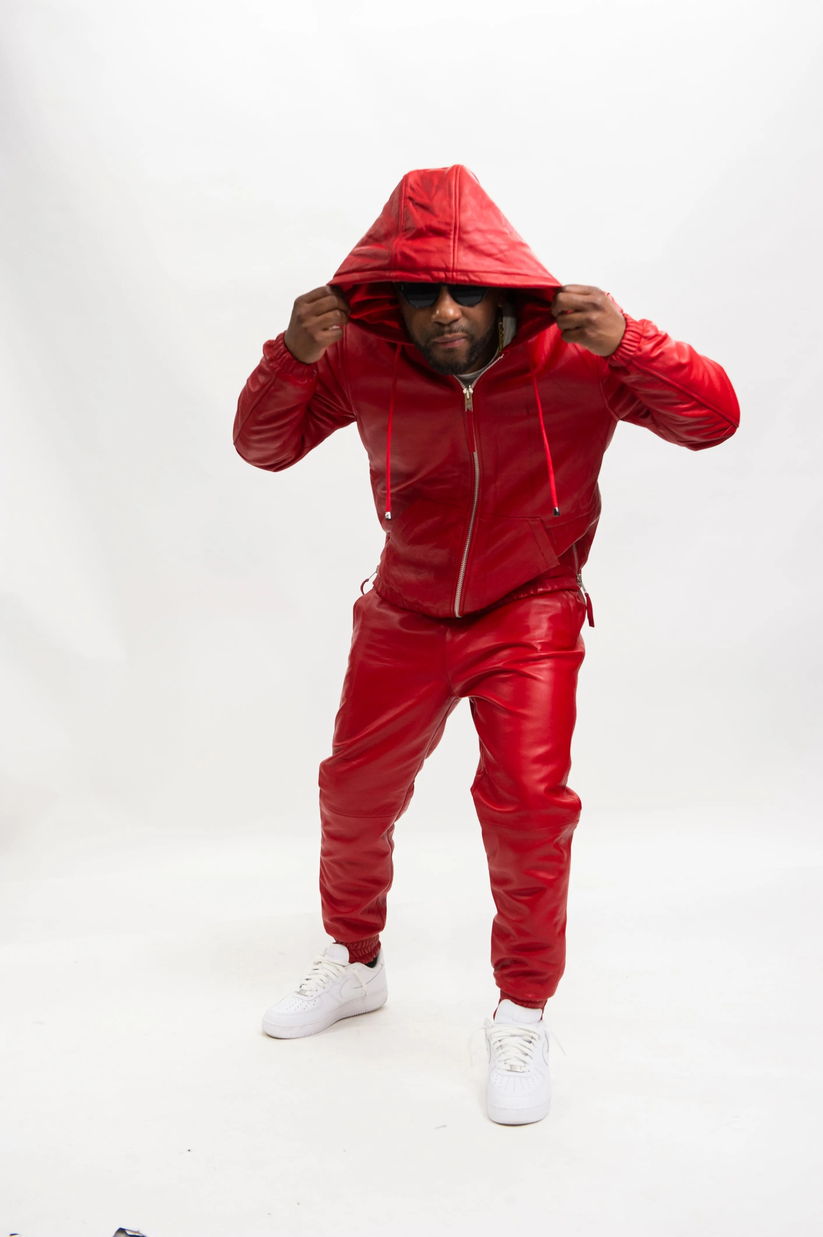 Men's Leather Sweat Suit [Red]