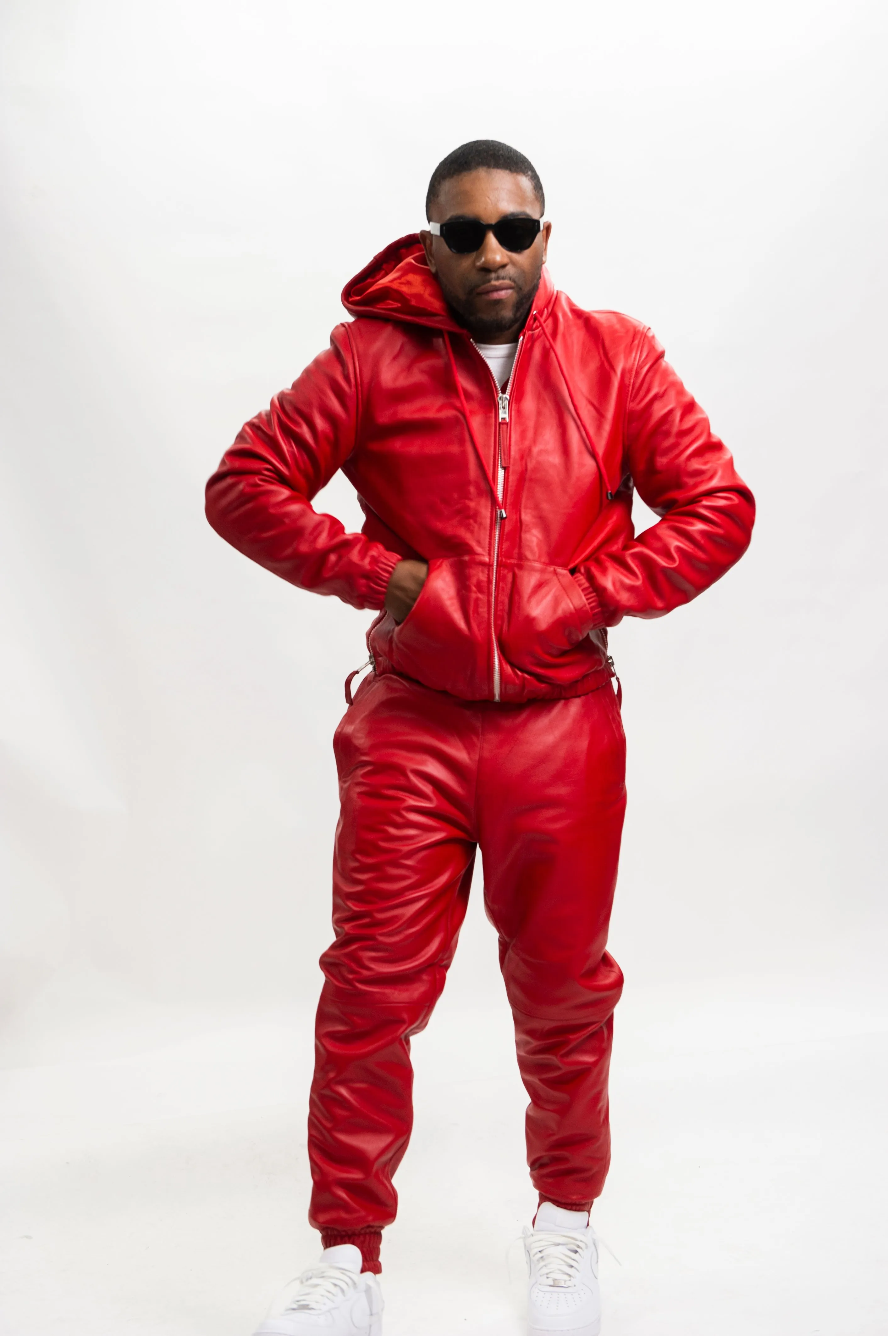 Men's Leather Sweat Suit [Red]