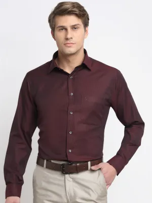 Men's Maroon Formal Small Checks Full Sleeve Shirt