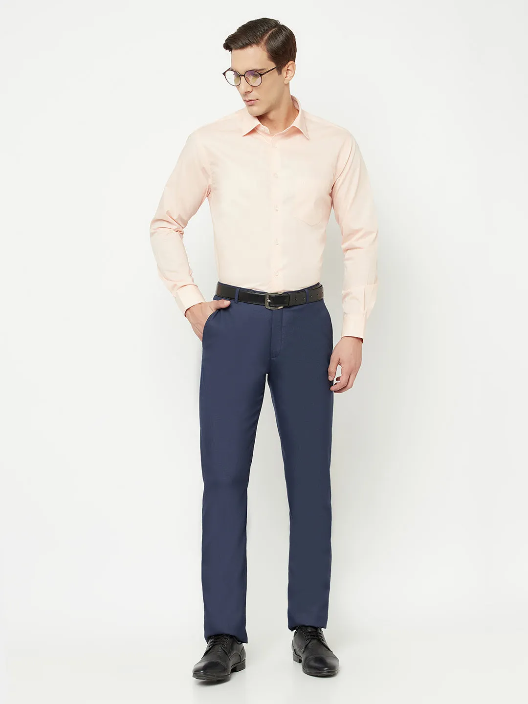 Men's Peach Formal Plain Full Sleeve Shirt