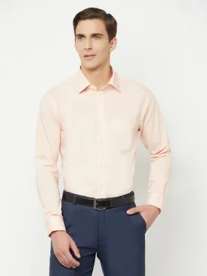 Men's Peach Formal Plain Full Sleeve Shirt