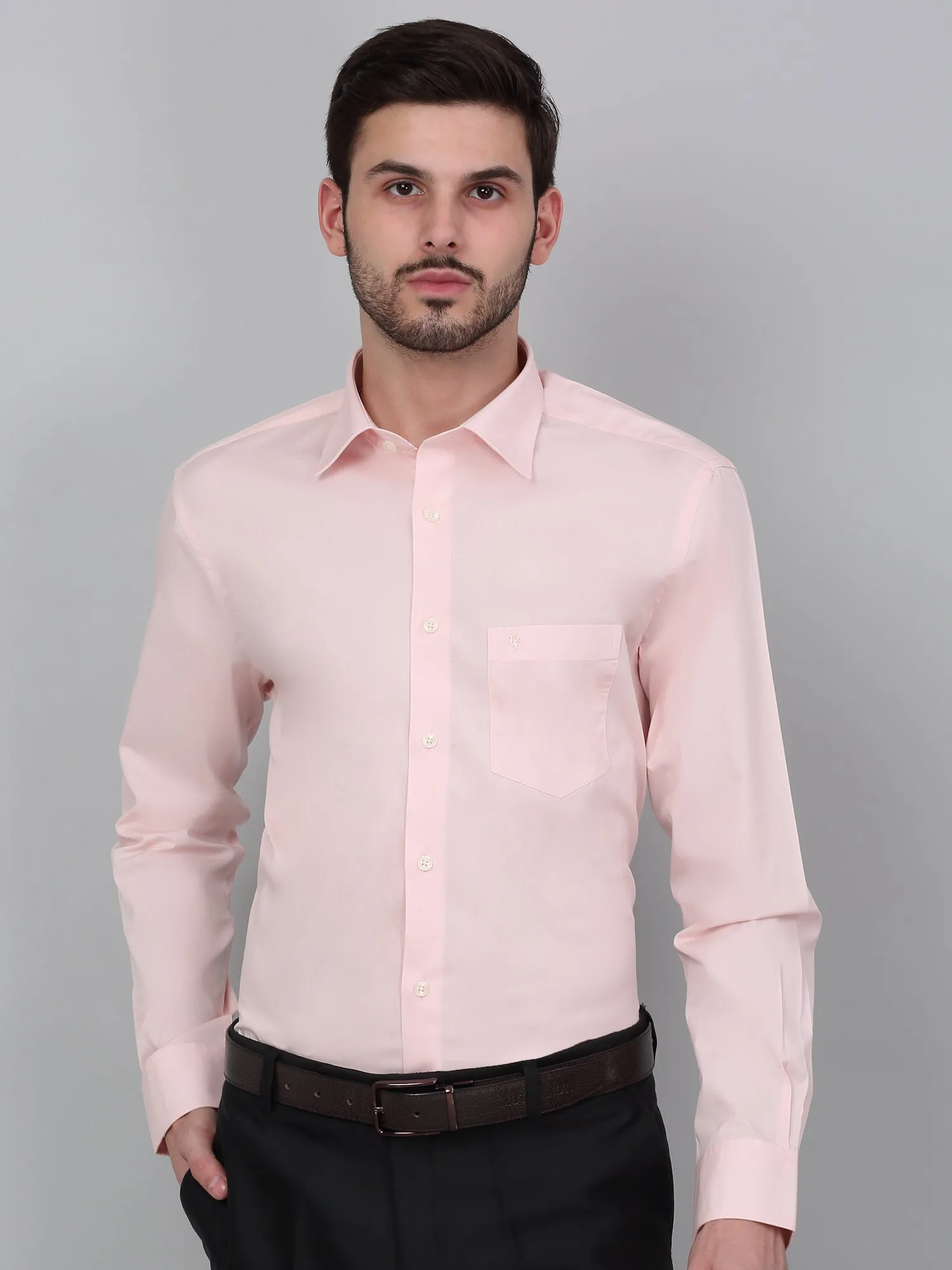 Men's Pink Solid Full Sleeve Formal Shirt