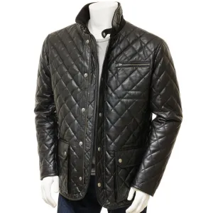 Men's Quilted Genuine Leather Zipper Closure Blazer TB024