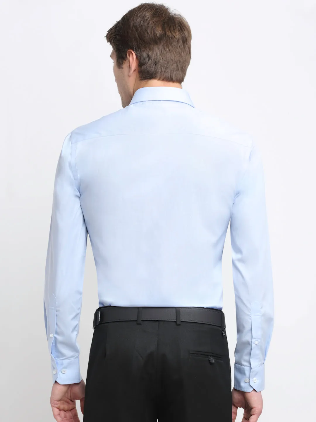 Men's Sky Blue Formal Plain Full Sleeve Shirt