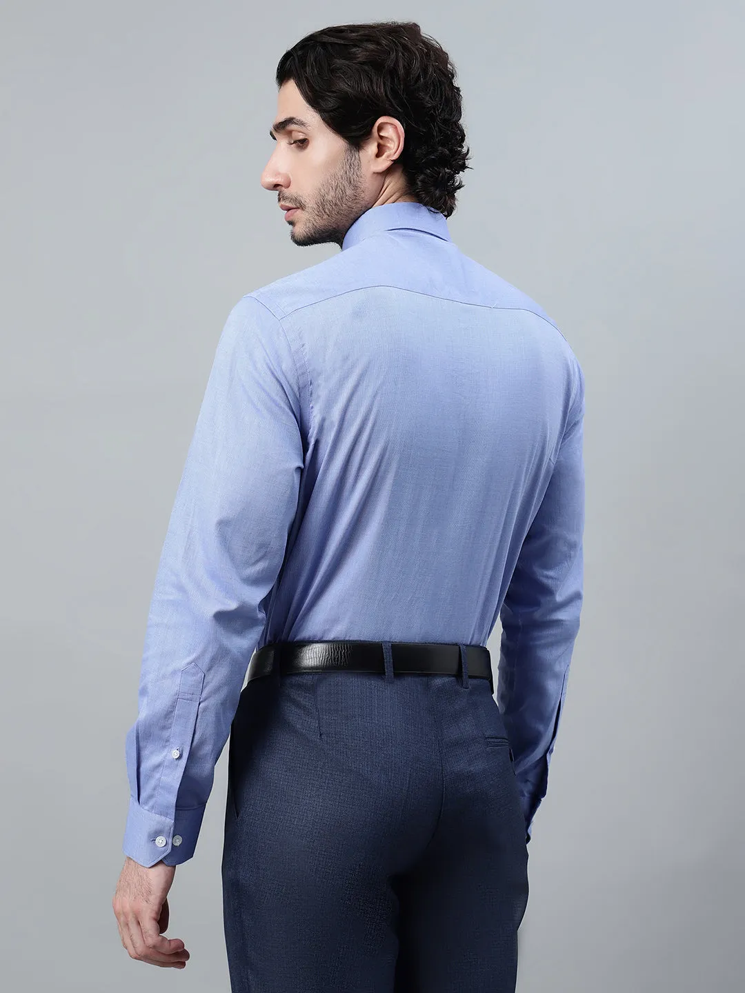 Men's Sky Blue Solid Full Sleeve Formal Shirt