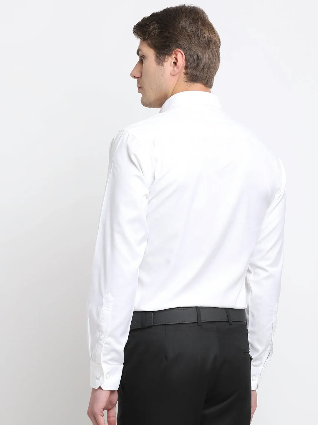 Men's White Formal Self textured Full Sleeve Shirt