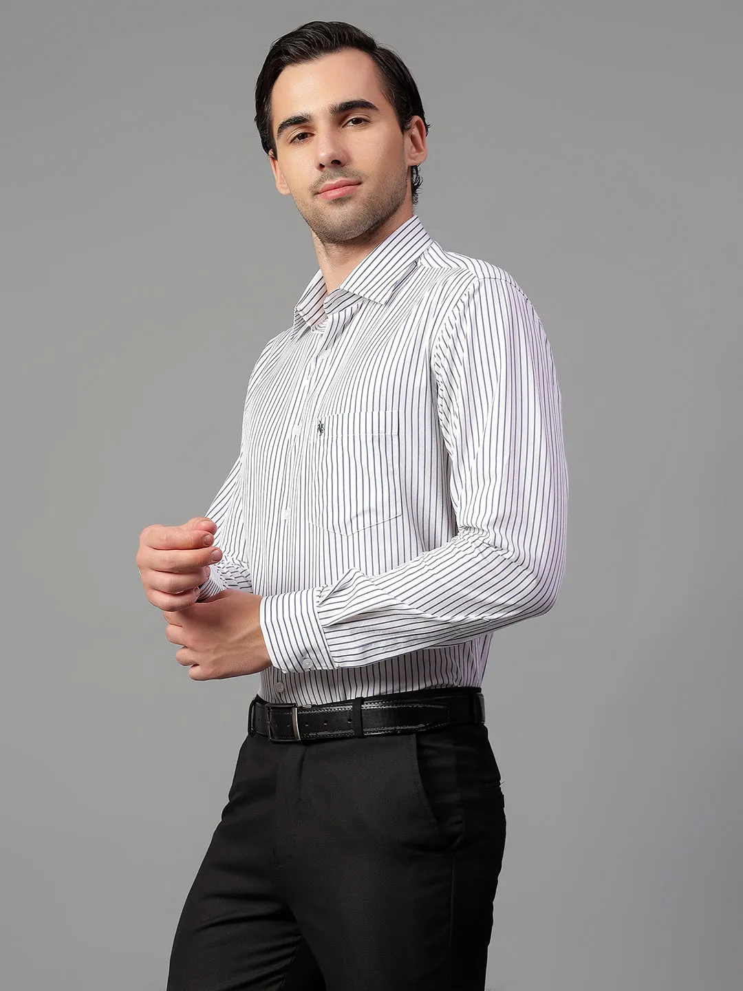 Men's White Stripe Full Sleeve Formal Shirt