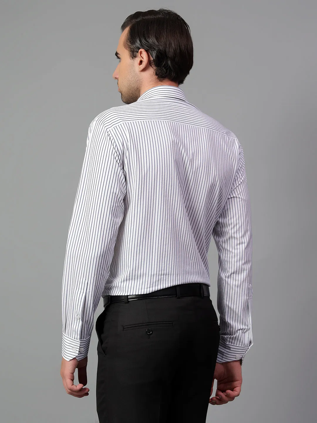 Men's White Stripe Full Sleeve Formal Shirt