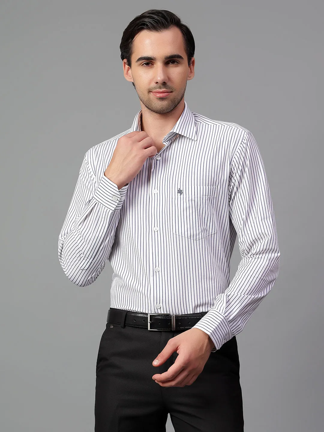 Men's White Stripe Full Sleeve Formal Shirt