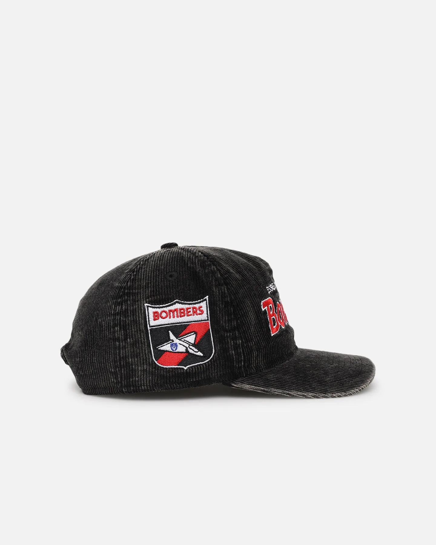 New Era Essendon Bombers 'Washed Corduroy' Pre-Curved Golfer Snapback Black/Kelly Green