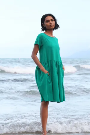 Pacific Drop Waist Dress Parakeet Green in Seersucker