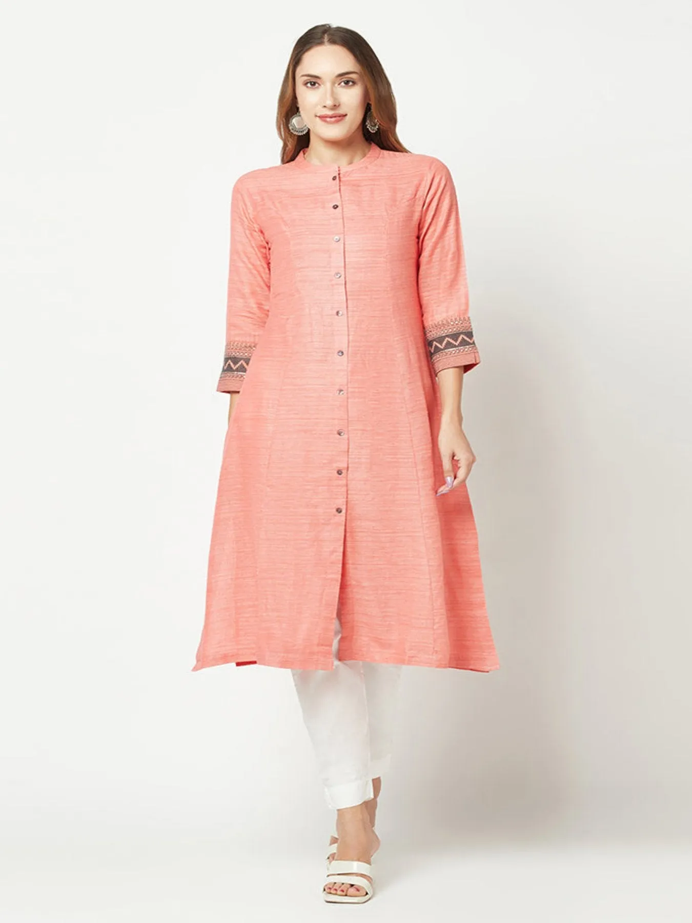 Pink Khaadi Embroidered Kurta