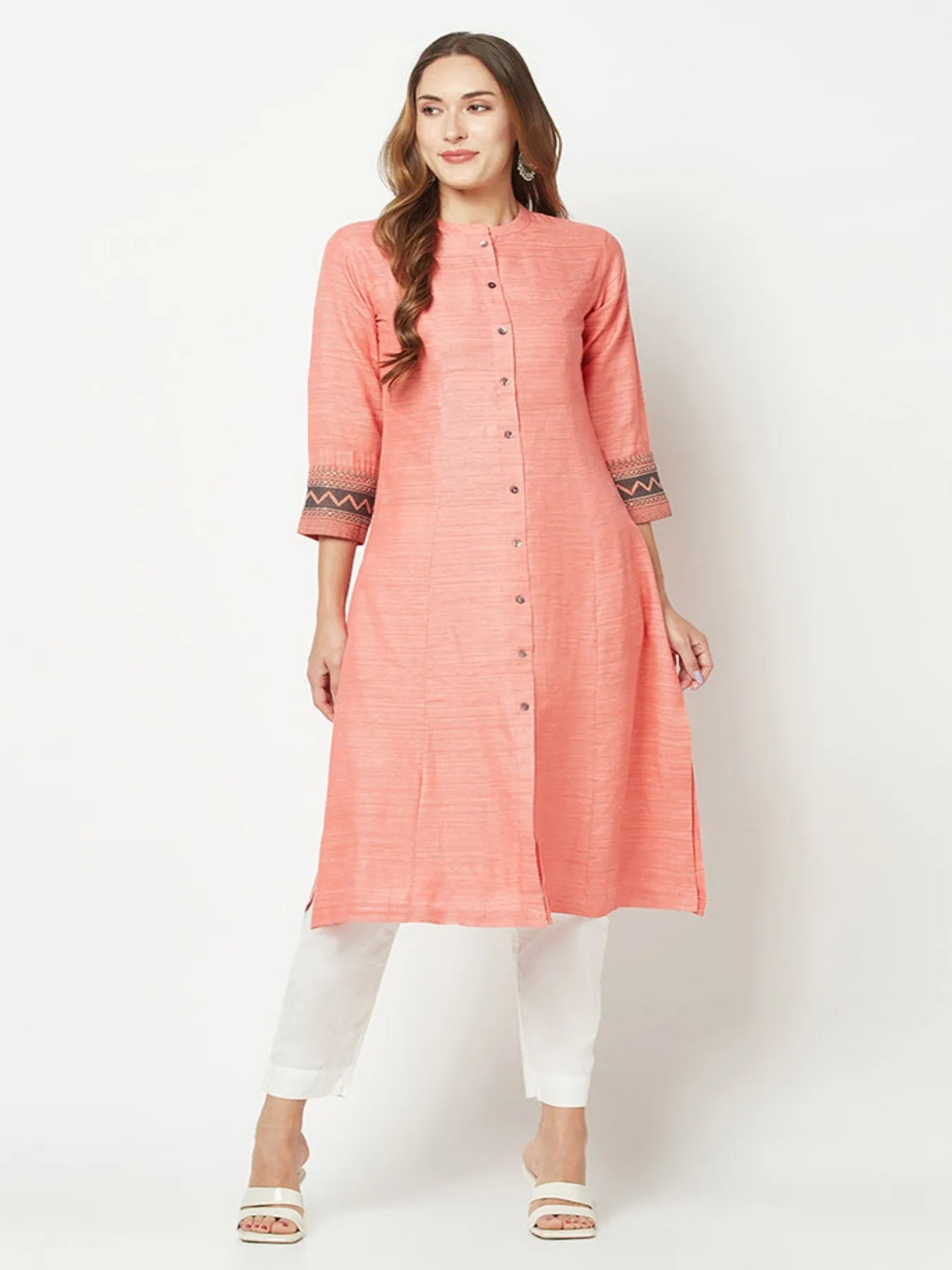 Pink Khaadi Embroidered Kurta