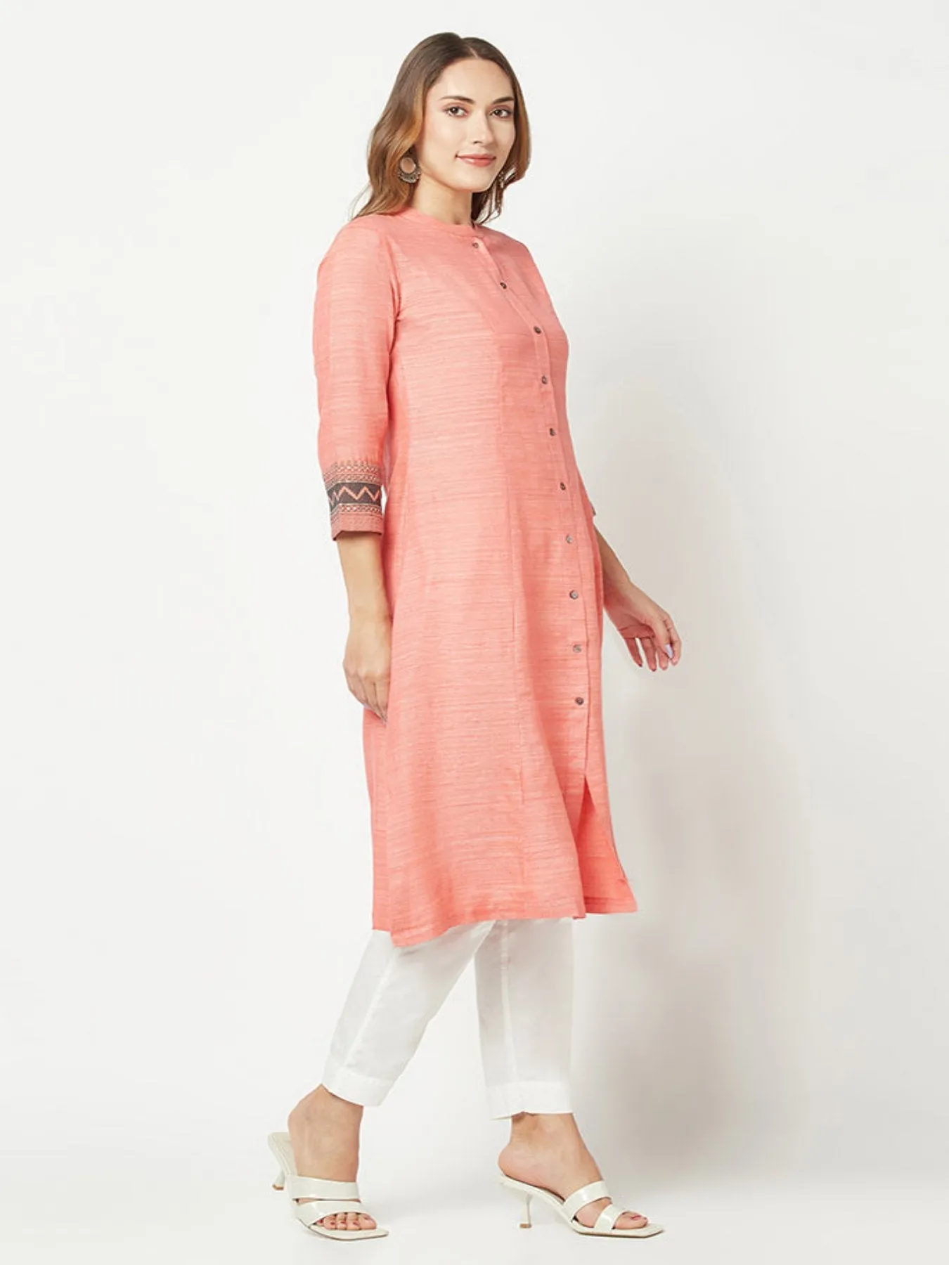 Pink Khaadi Embroidered Kurta