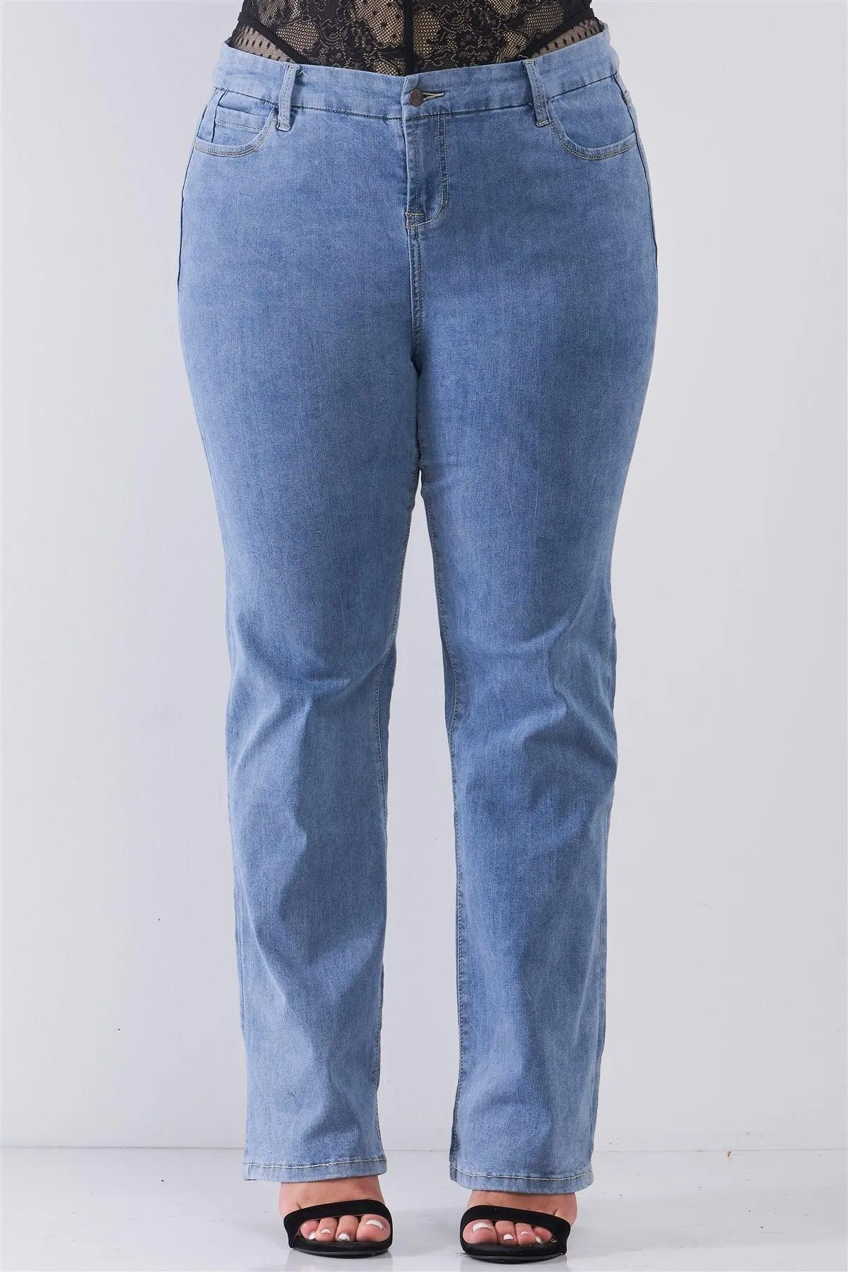 Plus Size Low-Rise Wide-Leg Upsized Basic Dad Jeans