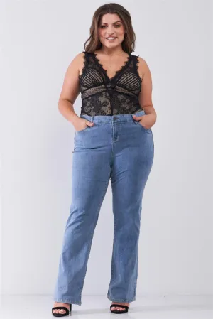 Plus Size Low-Rise Wide-Leg Upsized Basic Dad Jeans