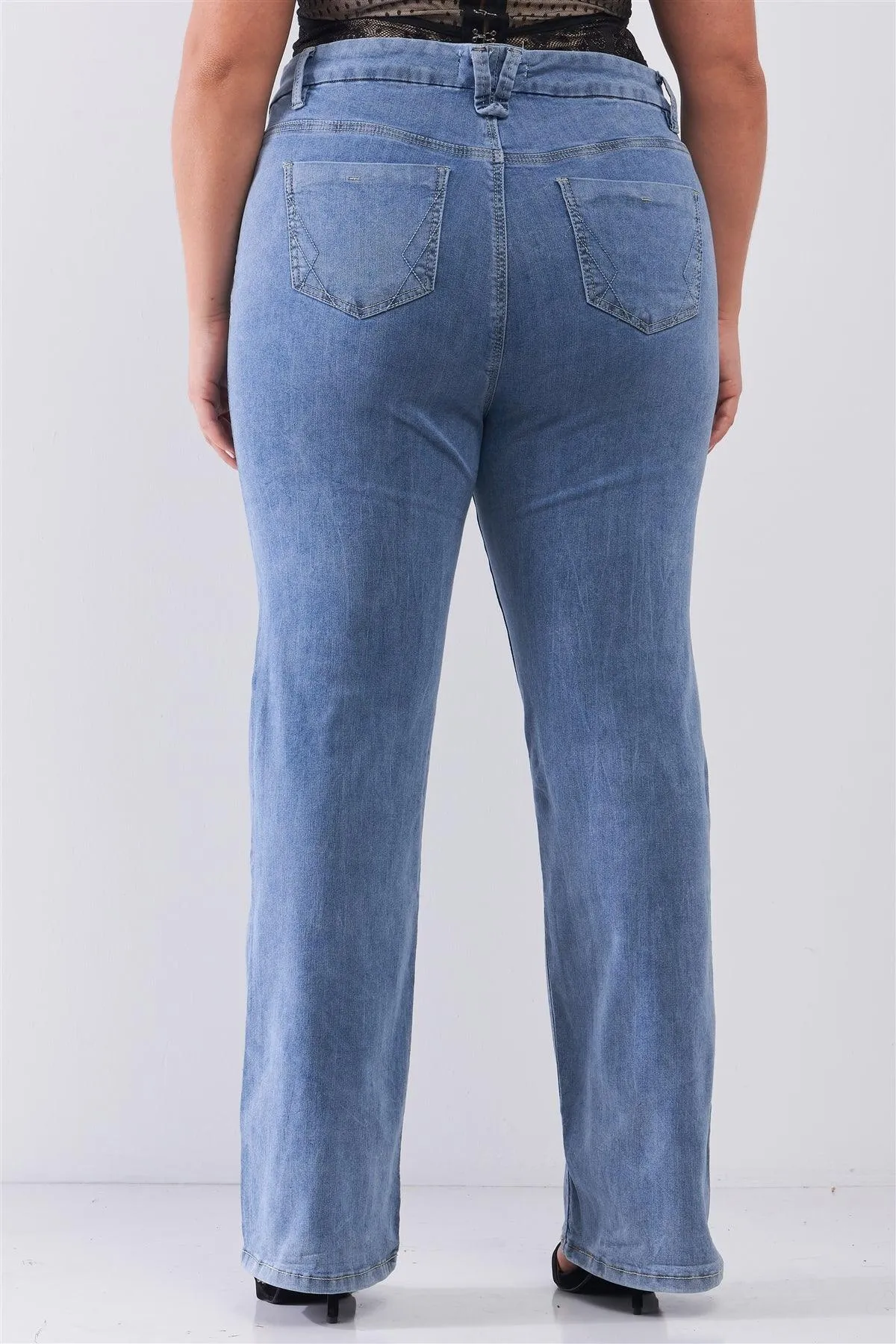 Plus Size Low-Rise Wide-Leg Upsized Basic Dad Jeans