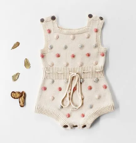 Polka Dot Popcorn Knit Romper