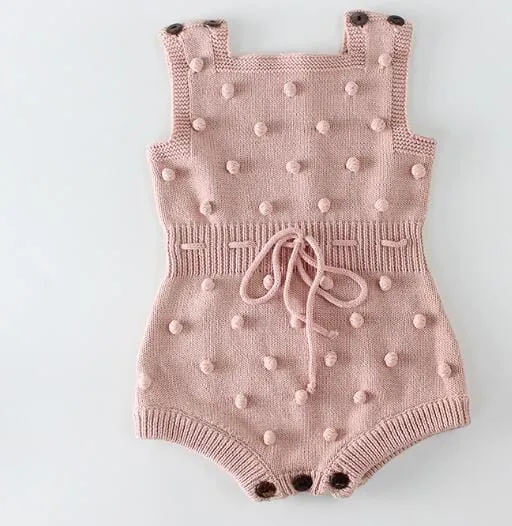 Polka Dot Popcorn Knit Romper