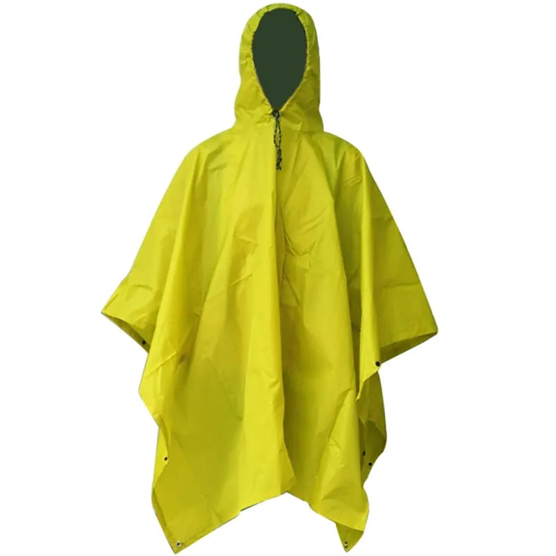 Portable Multifunctional 3 In 1 Rain Coat Hiking Camping Raincoat Poncho Mat Awning Durable Outdoor Activity Rain Gear Supplie