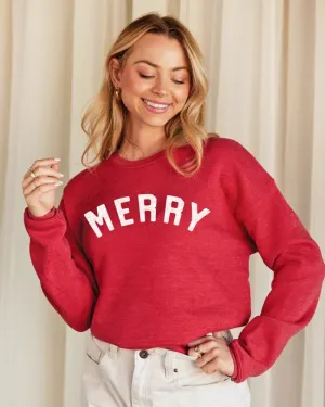 "Merry" Human Sweatshirt in Red