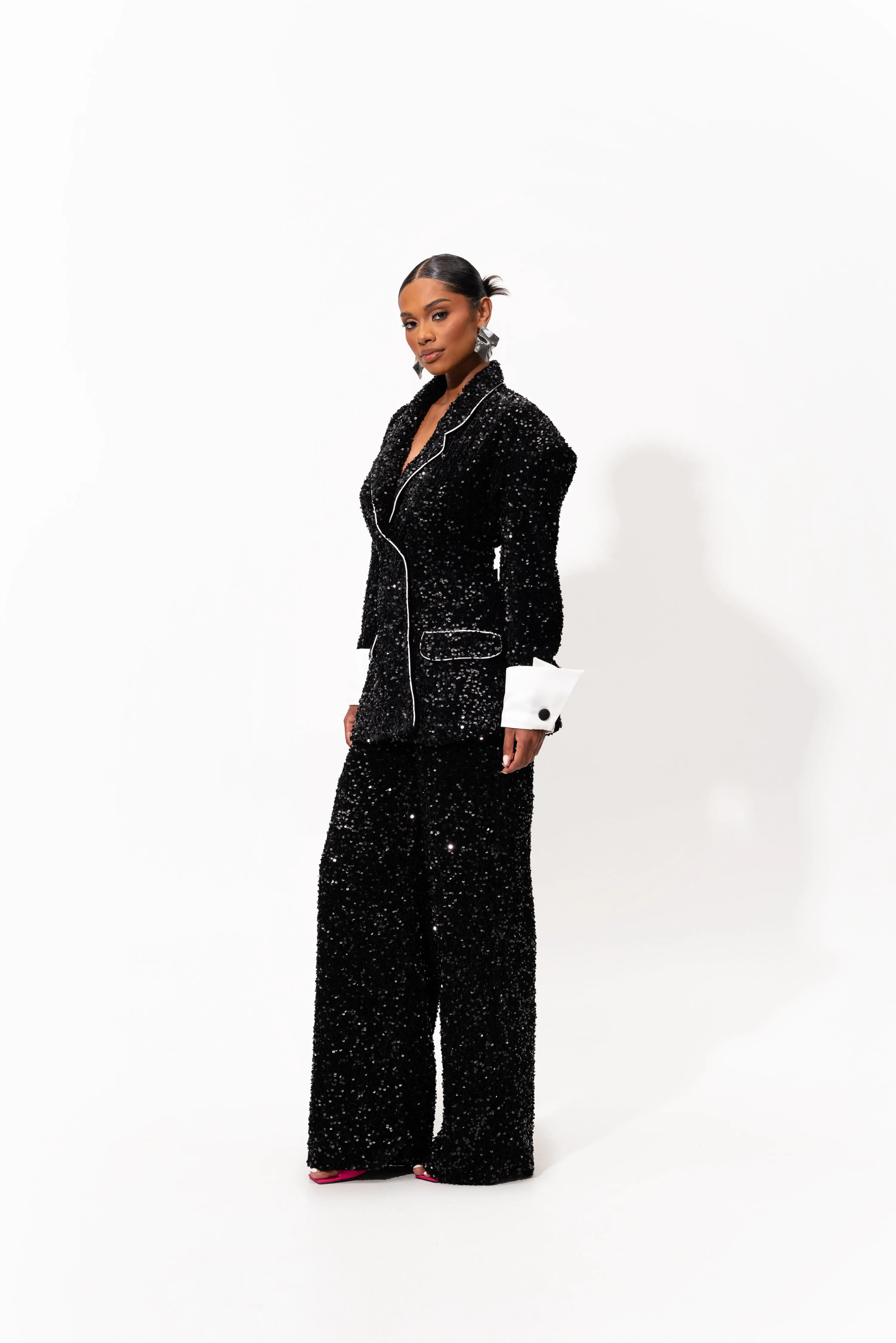 RAVEN Sequin Pantsuit in ONYX