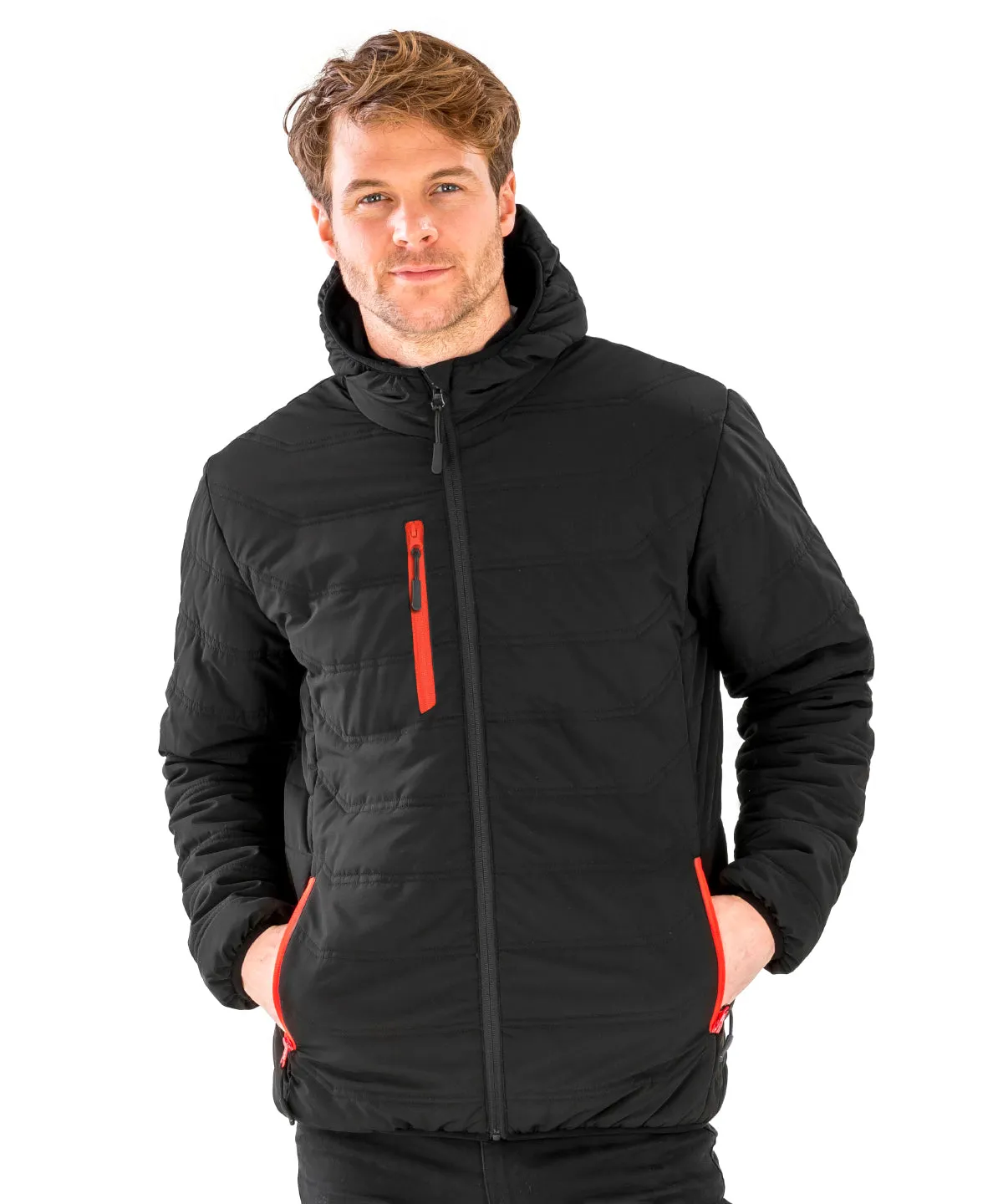 Recycled compass padded winter jacket | Black/Grey