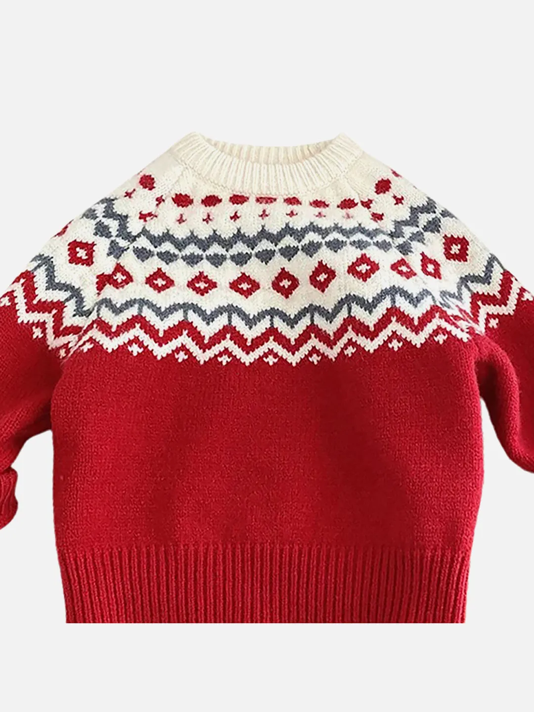 Red & Cream Diamond Warmer Cardigan & Christmas Sweater for Kids