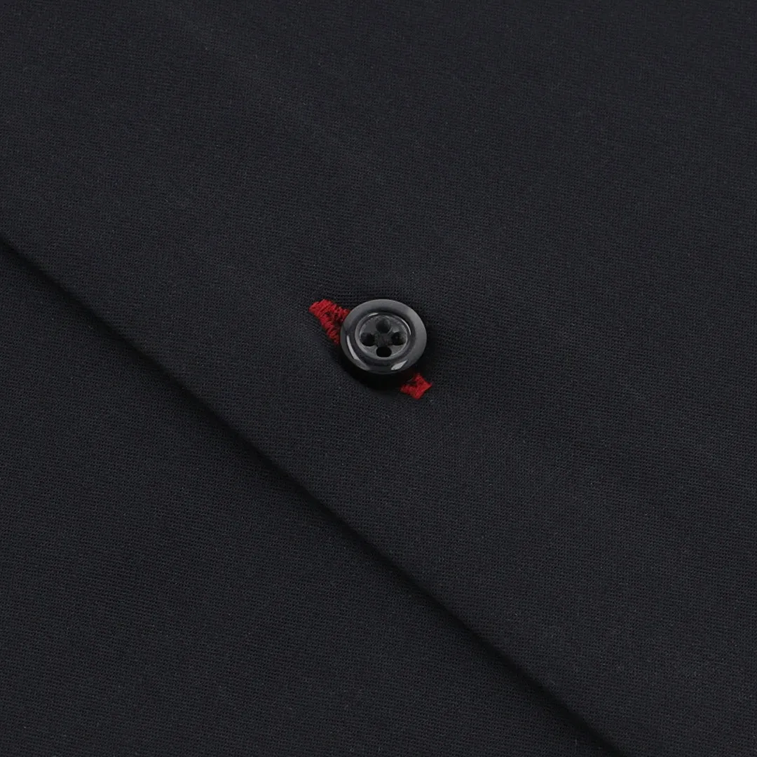 Red Edge Black Cotton Casual Shirt OL-157