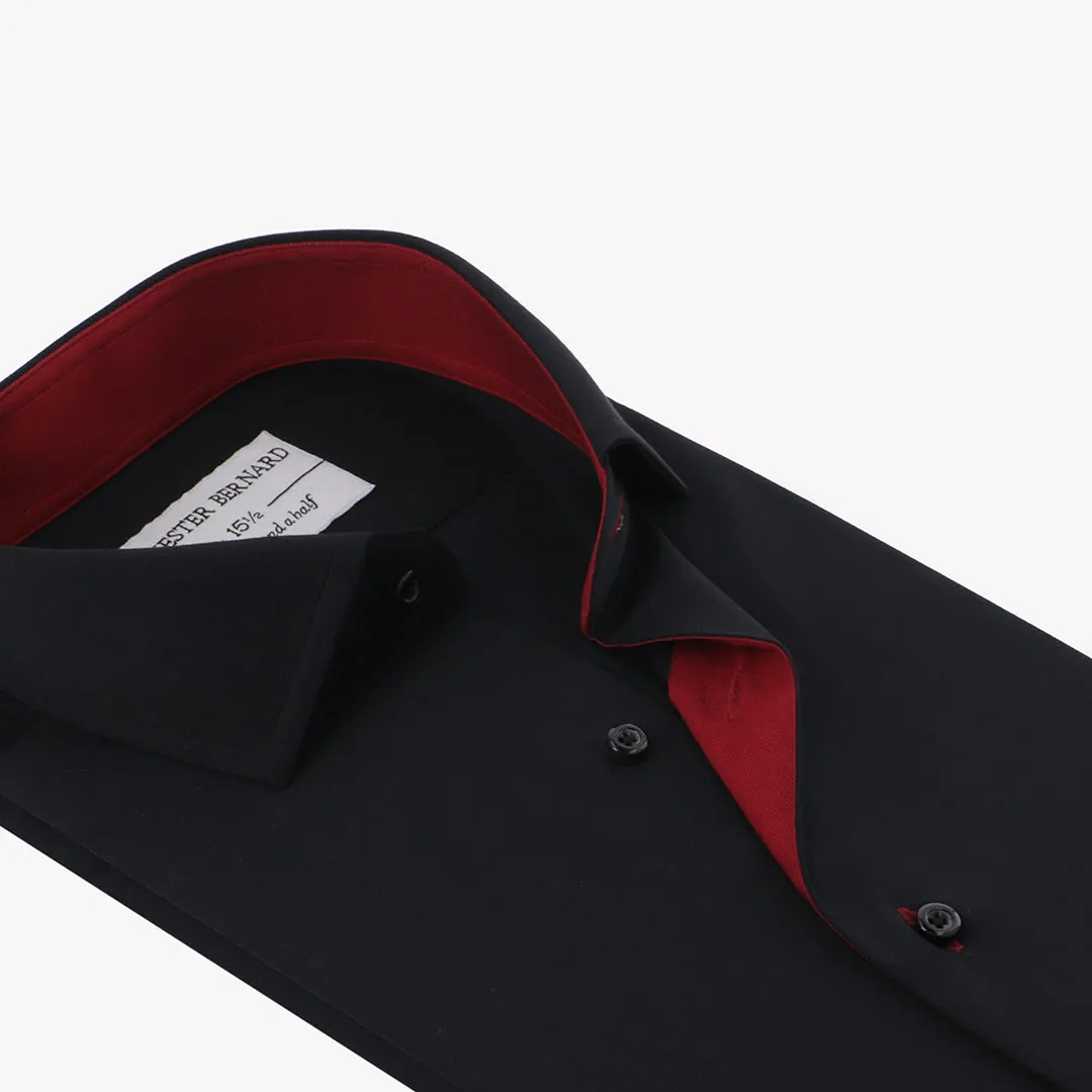 Red Edge Black Cotton Casual Shirt OL-157