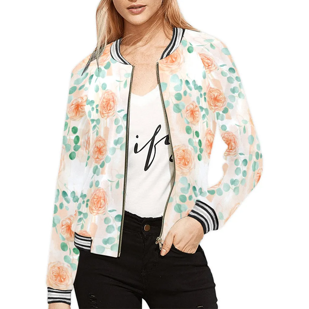 Roses and Eucalyptus Bomber Jacket for Women