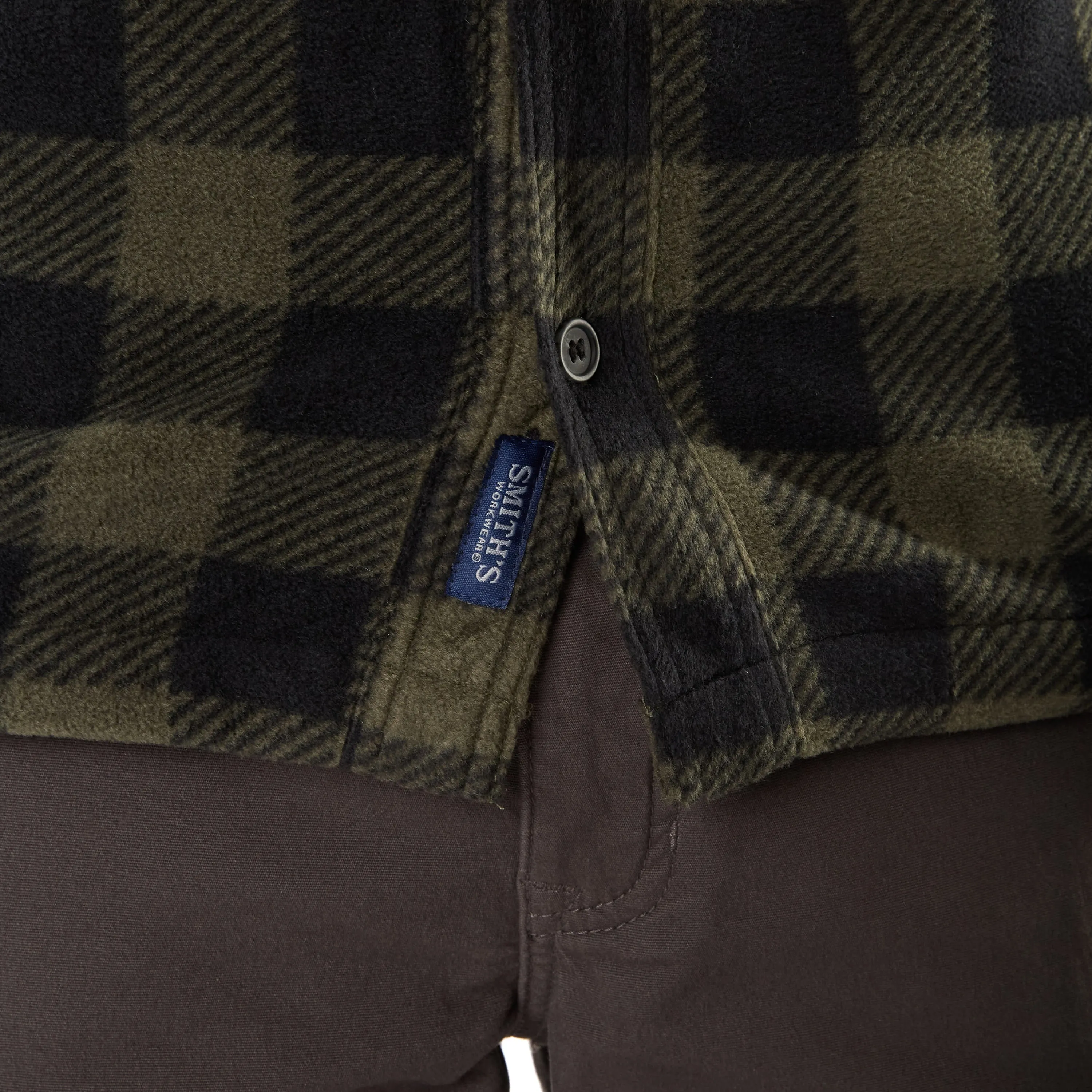 SHERPA-LINED PLAID MICRO POLARFLEECE JACKET WITH SHERPA COLLAR