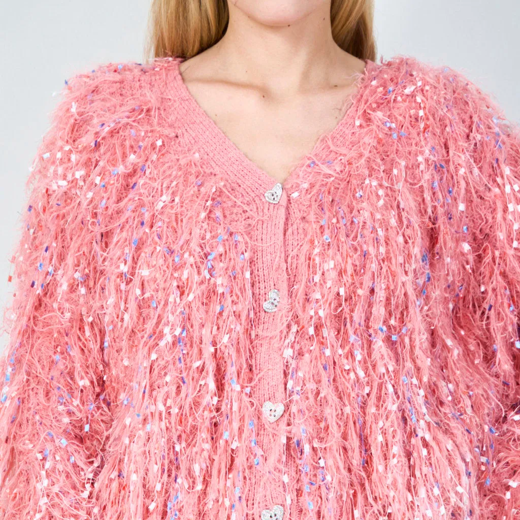 Shimmering shaggy cardigan wholesale