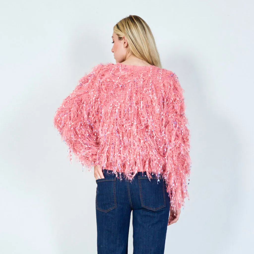 Shimmering shaggy cardigan wholesale