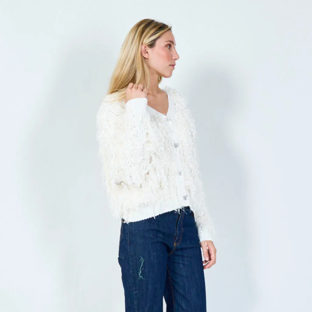 Shimmering shaggy cardigan wholesale