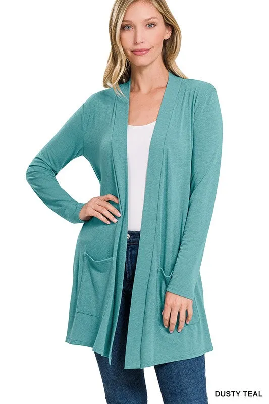 SLOUCHY POCKET OPEN CARDIGAN