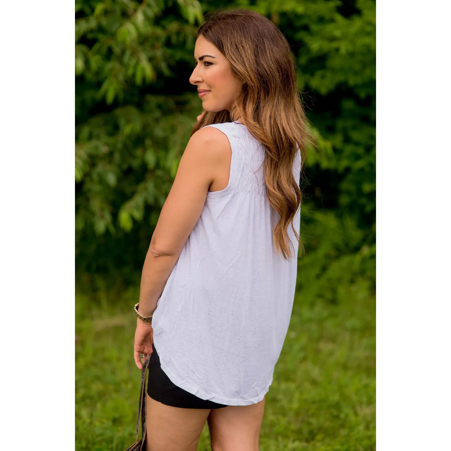 Smocked Top V Tank