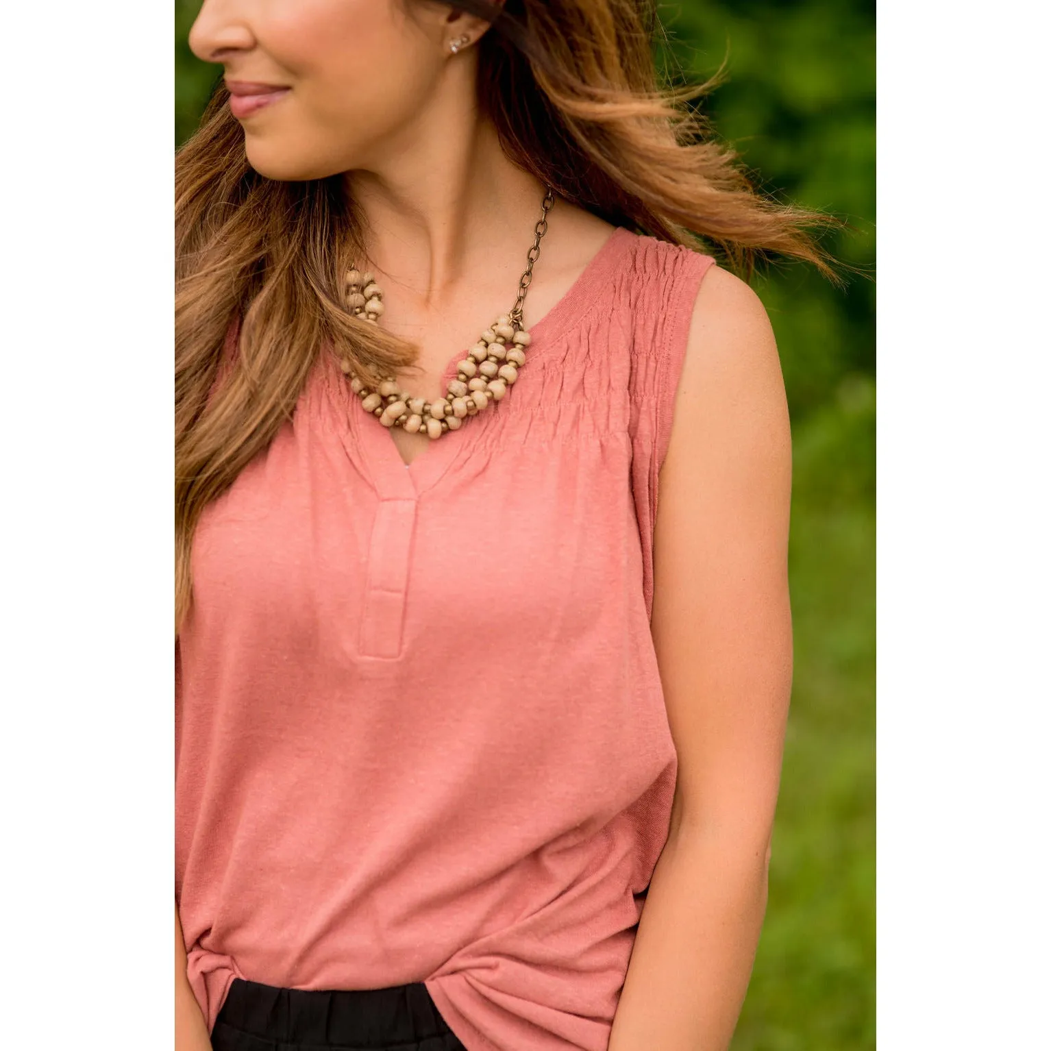 Smocked Top V Tank