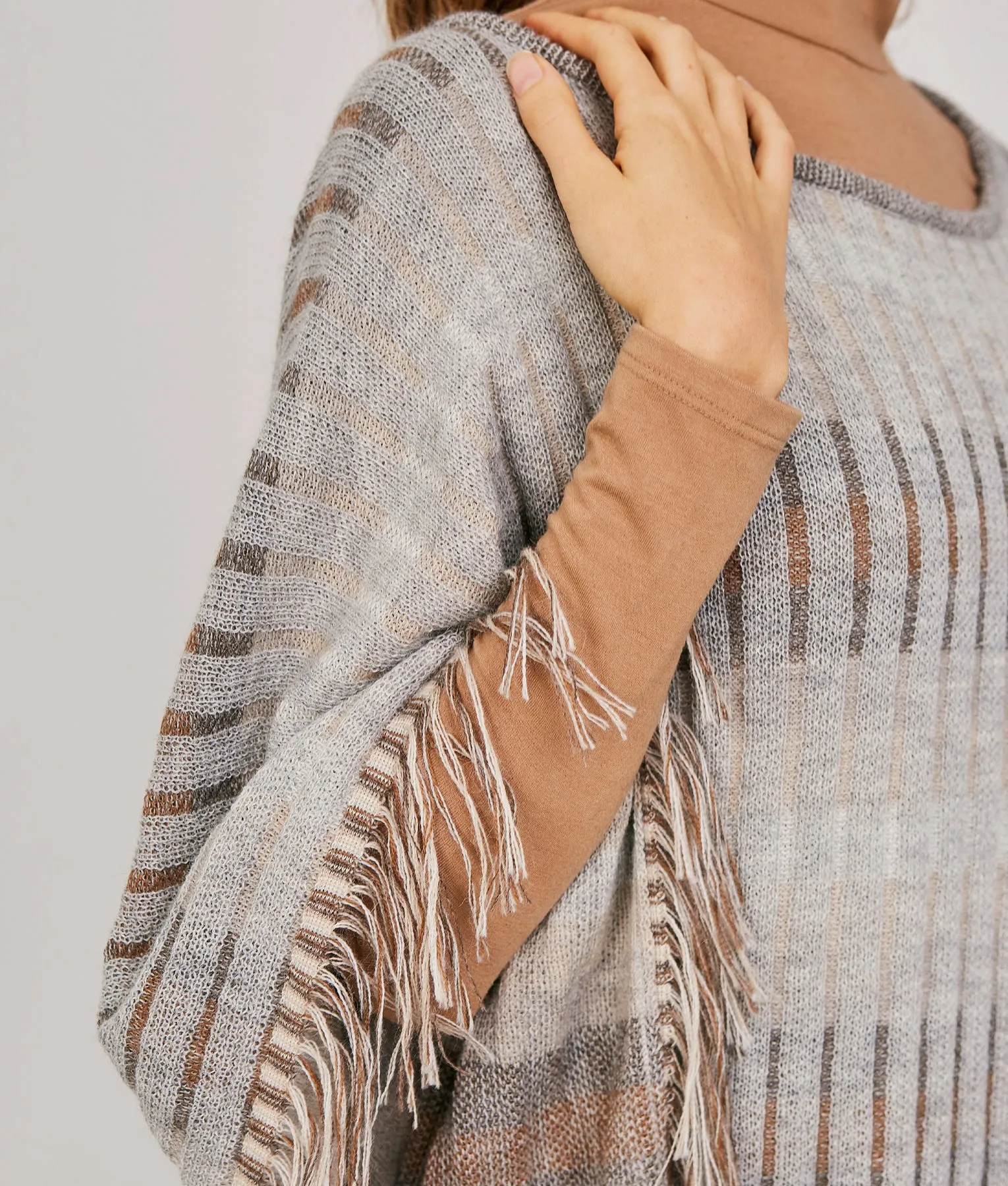 Striped Rib Reversible Poncho