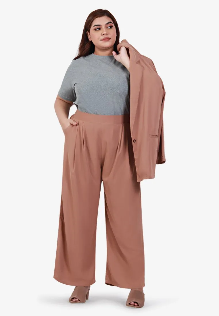 Sung Korean Inspired Lightweight Wide Pants - Light Brown