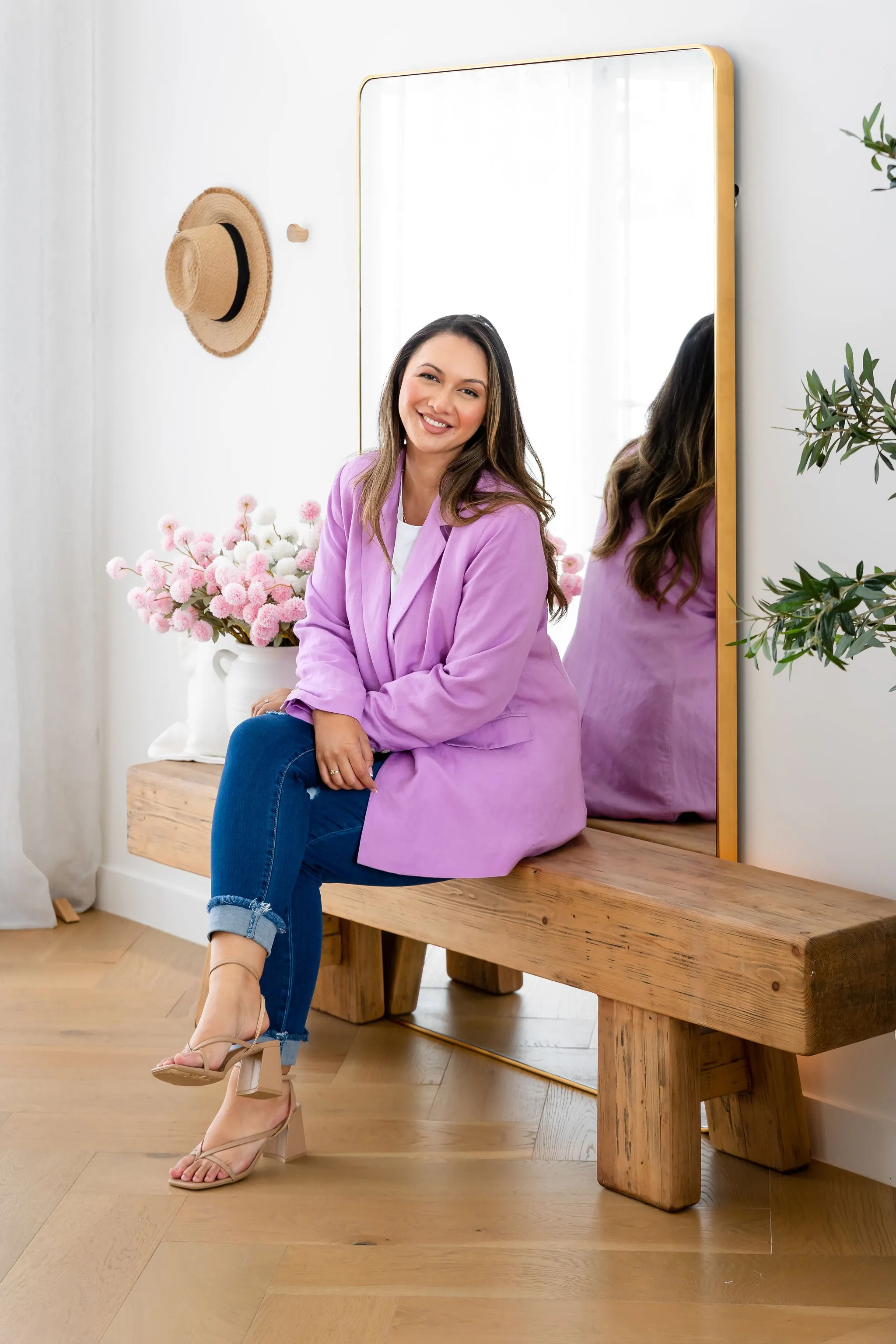 Tammy Linen Blend Blazer in Berry