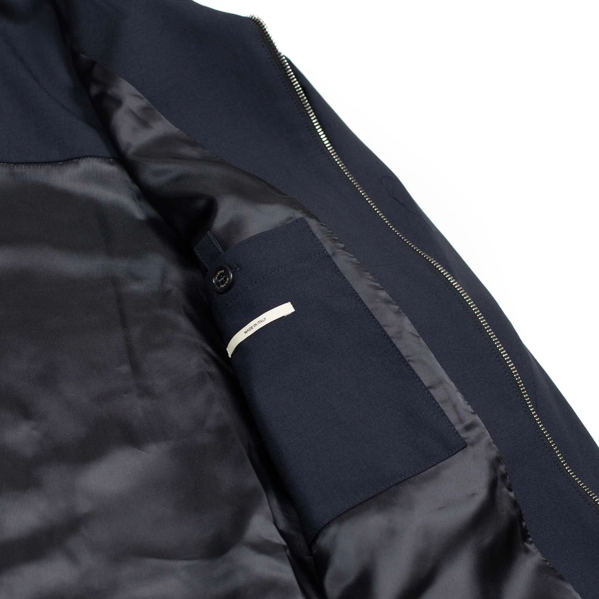 Tazio zip blouson in navy blue stretch virgin wool