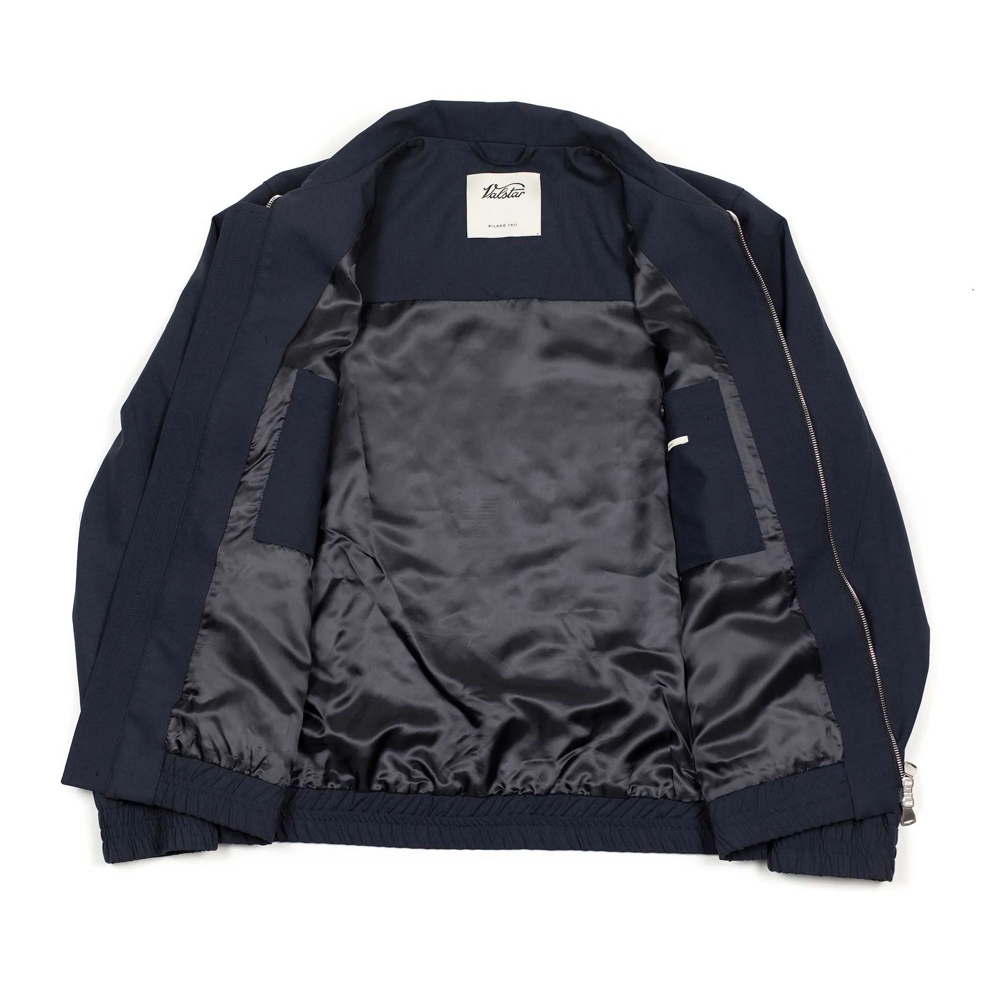 Tazio zip blouson in navy blue stretch virgin wool