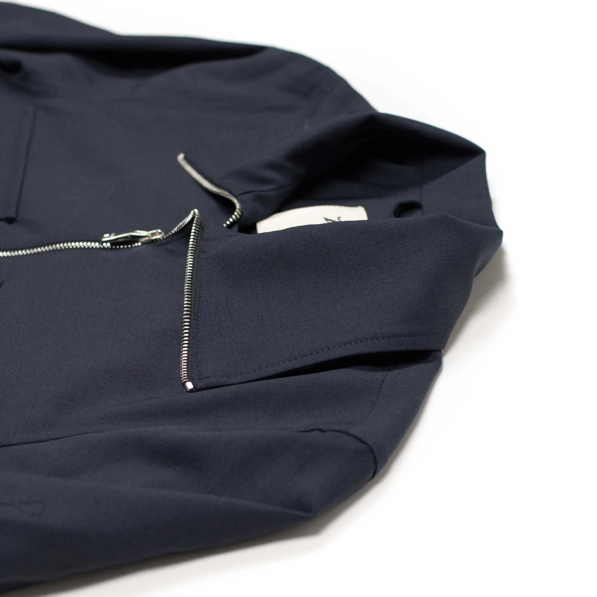 Tazio zip blouson in navy blue stretch virgin wool