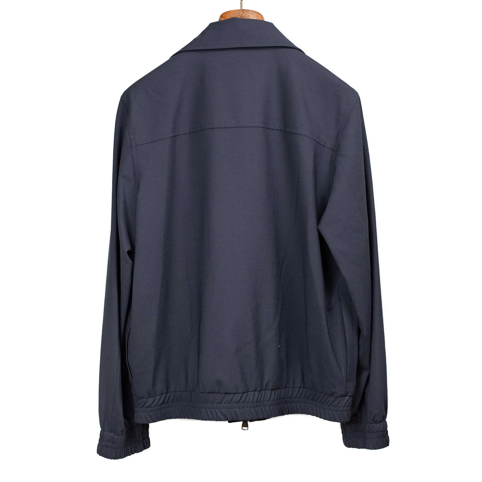 Tazio zip blouson in navy blue stretch virgin wool