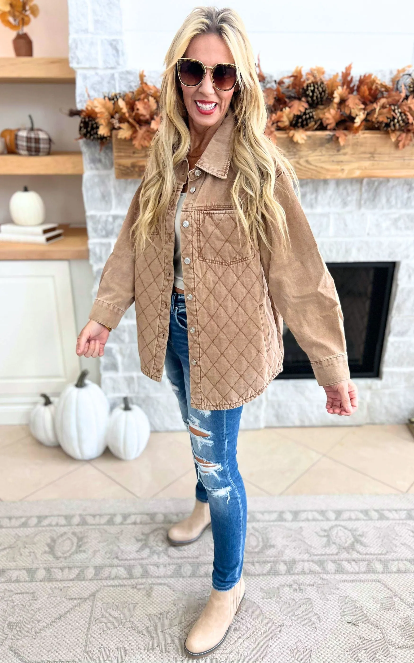 Warm and Cozy Quilted Button Down Jacket