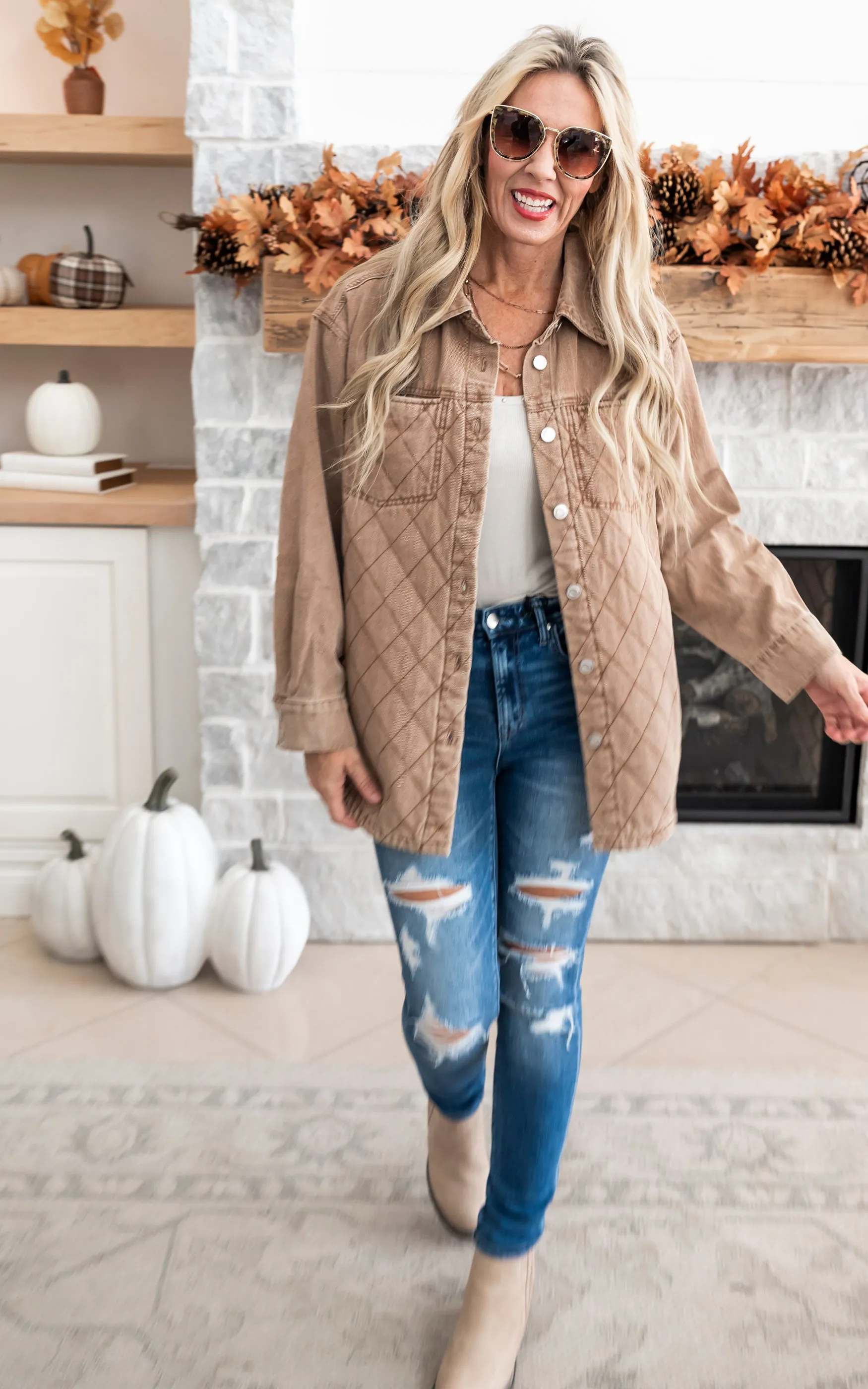 Warm and Cozy Quilted Button Down Jacket